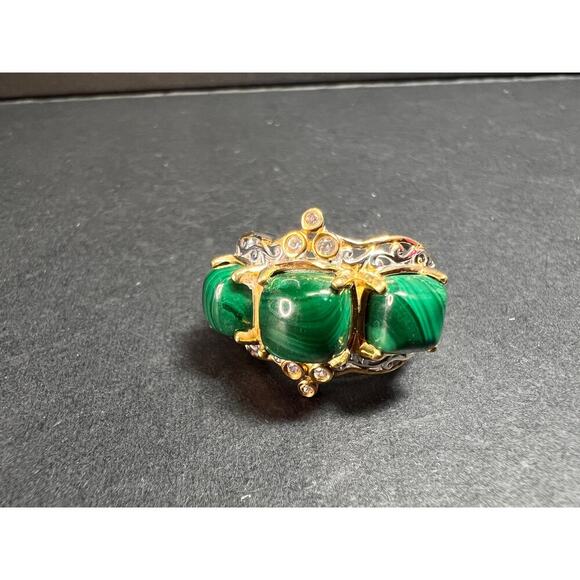 NEW Malachite two toned ring in sterling silver size 7 - Picture 7 of 16